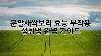 분말새싹보리 효능, 부작용, 섭취법 완벽 가이드